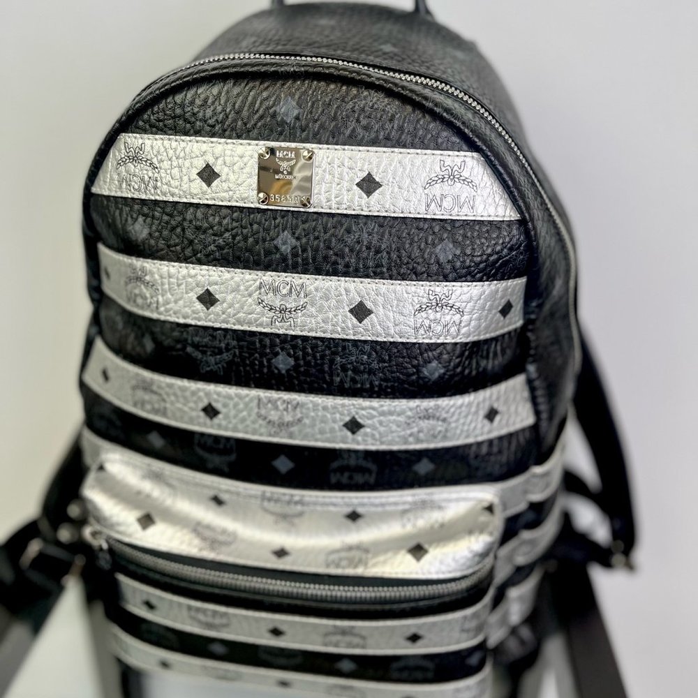 MCM Black and Silver Backpack